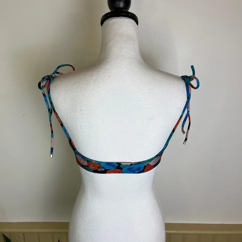 VIX Paula Hermanny Sz D Floral Bikini Top Adjustable Ties Bralette Swim Brazil